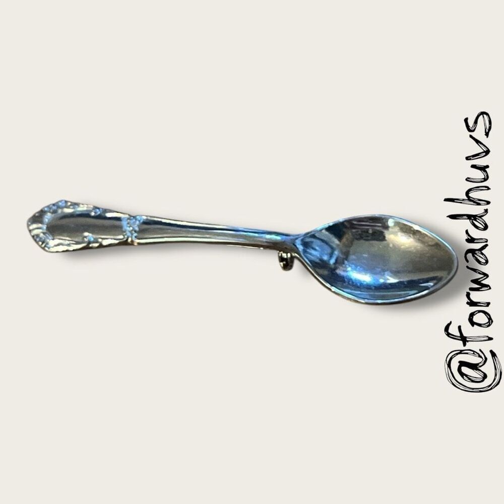 Bundle Sale 3 for $15 | Vintage Silver-Tone Spoon Brooch – Ornate Handle